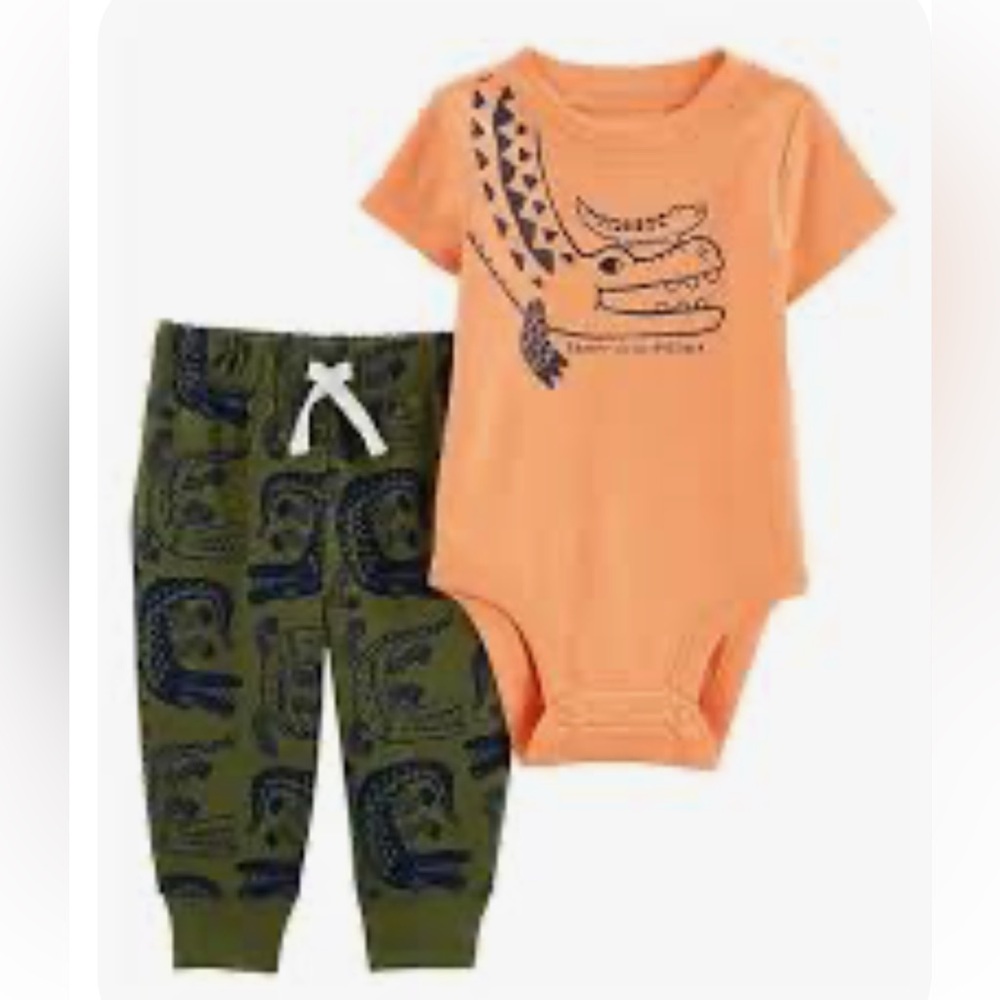 NWT Carter’s Baby Boy Snappy Little Brother Dinosaur 2-Piece Outfit Set